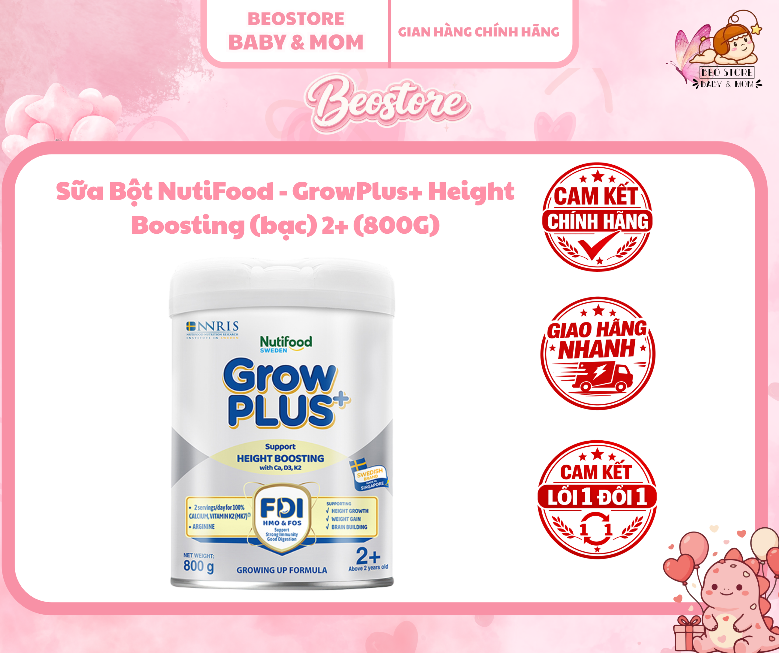 Sữa Bột NutiFood - GrowPlus+ Height Boosting (bạc) (800G) - Ảnh 2