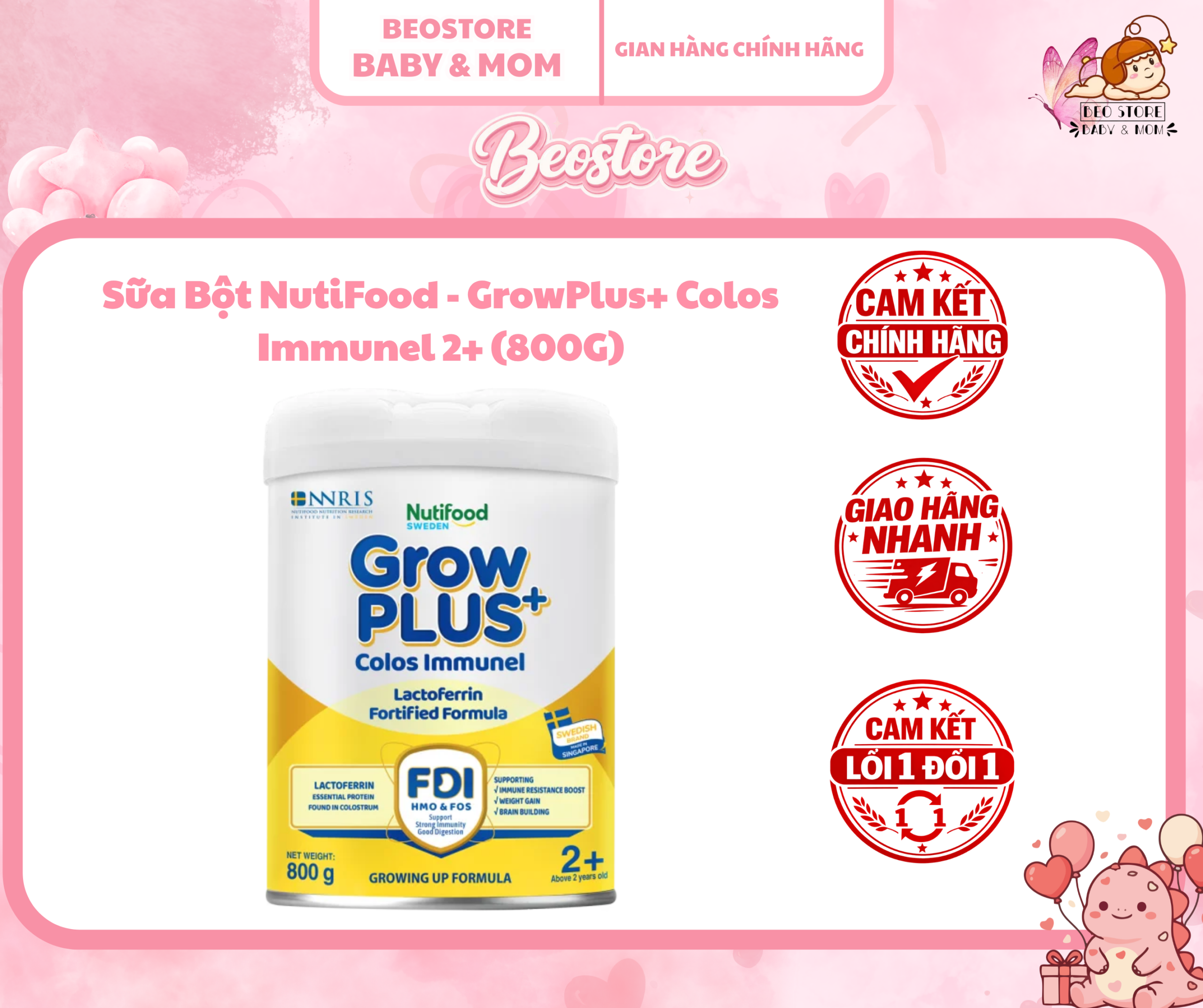 Sữa Bột NutiFood - Growplus+ Colos Immunel (800G) - Ảnh 3