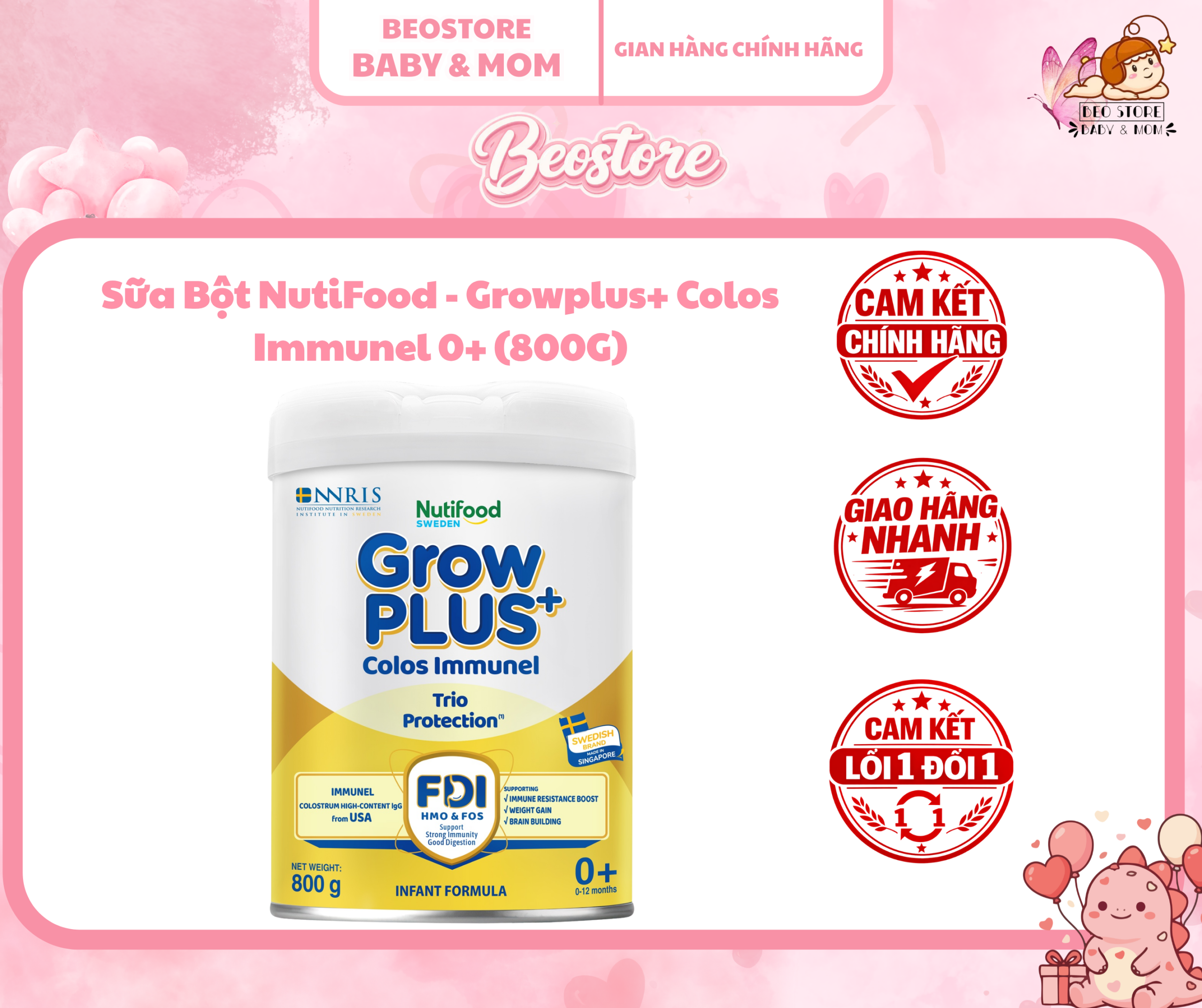 Sữa Bột NutiFood - Growplus+ Colos Immunel (800G)